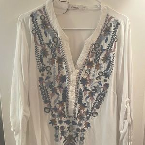 Long sleeve embroidered top